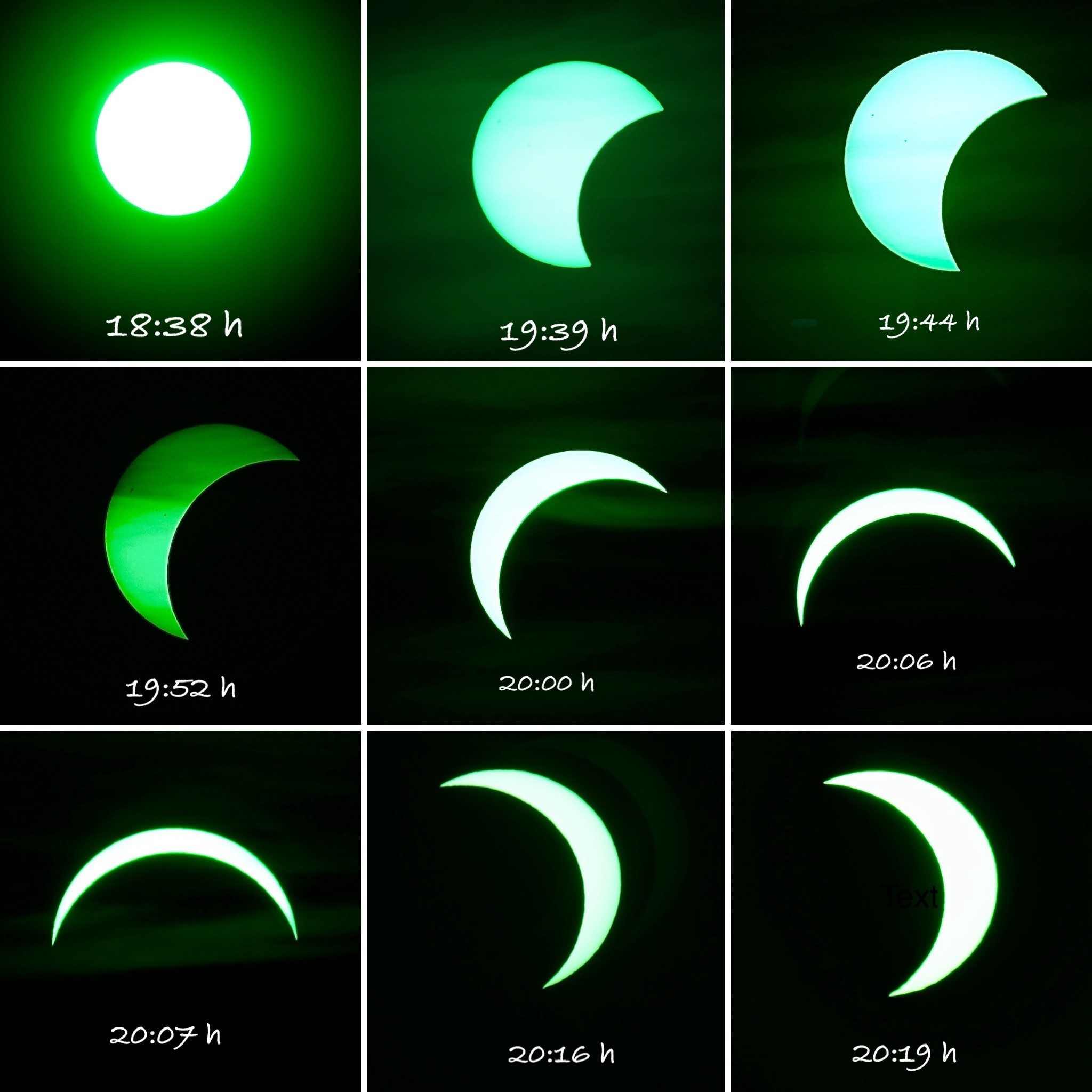 Leser Manfred Wicht hat die Sonnenfinsternis in einer Reihenaufnahme samt dazugehörender Uhrzeit abgelichtet.