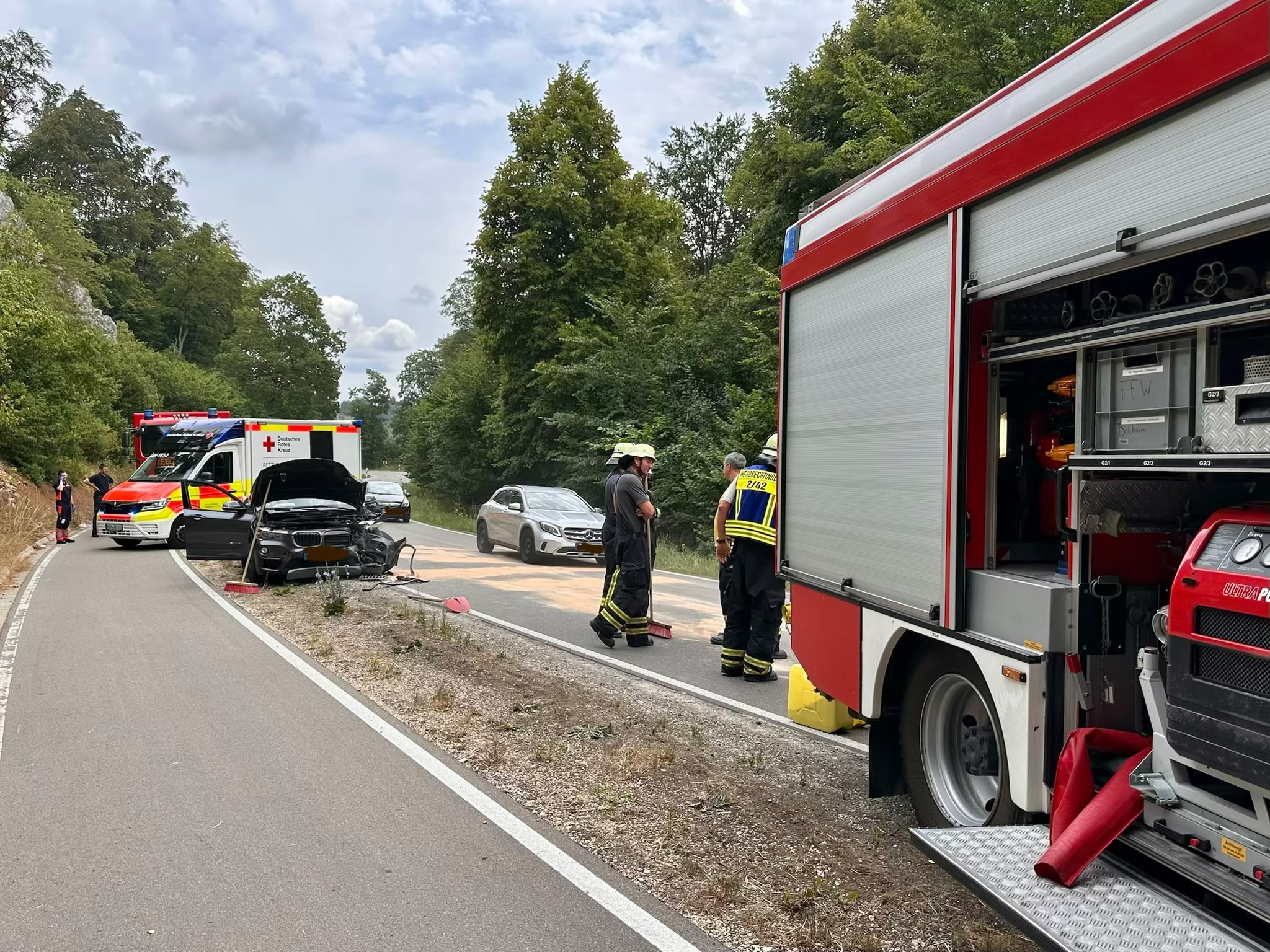 Einsatz nach einem Unfall am Mittwoch bei Anhausen.